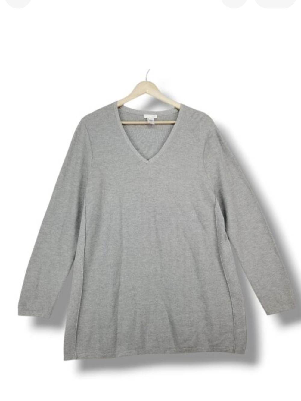 J. Jill Tunic Sweater Large‎ Soft Gray Wool Silk Blend Knit